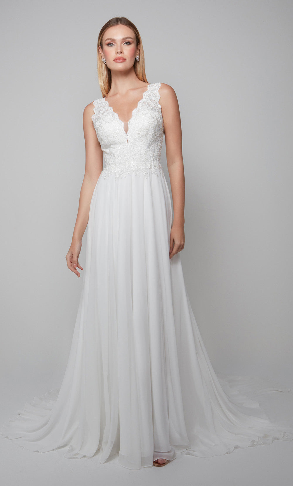 ALYCE Paris 7071 Bridal Plunging Modest A Line Dress