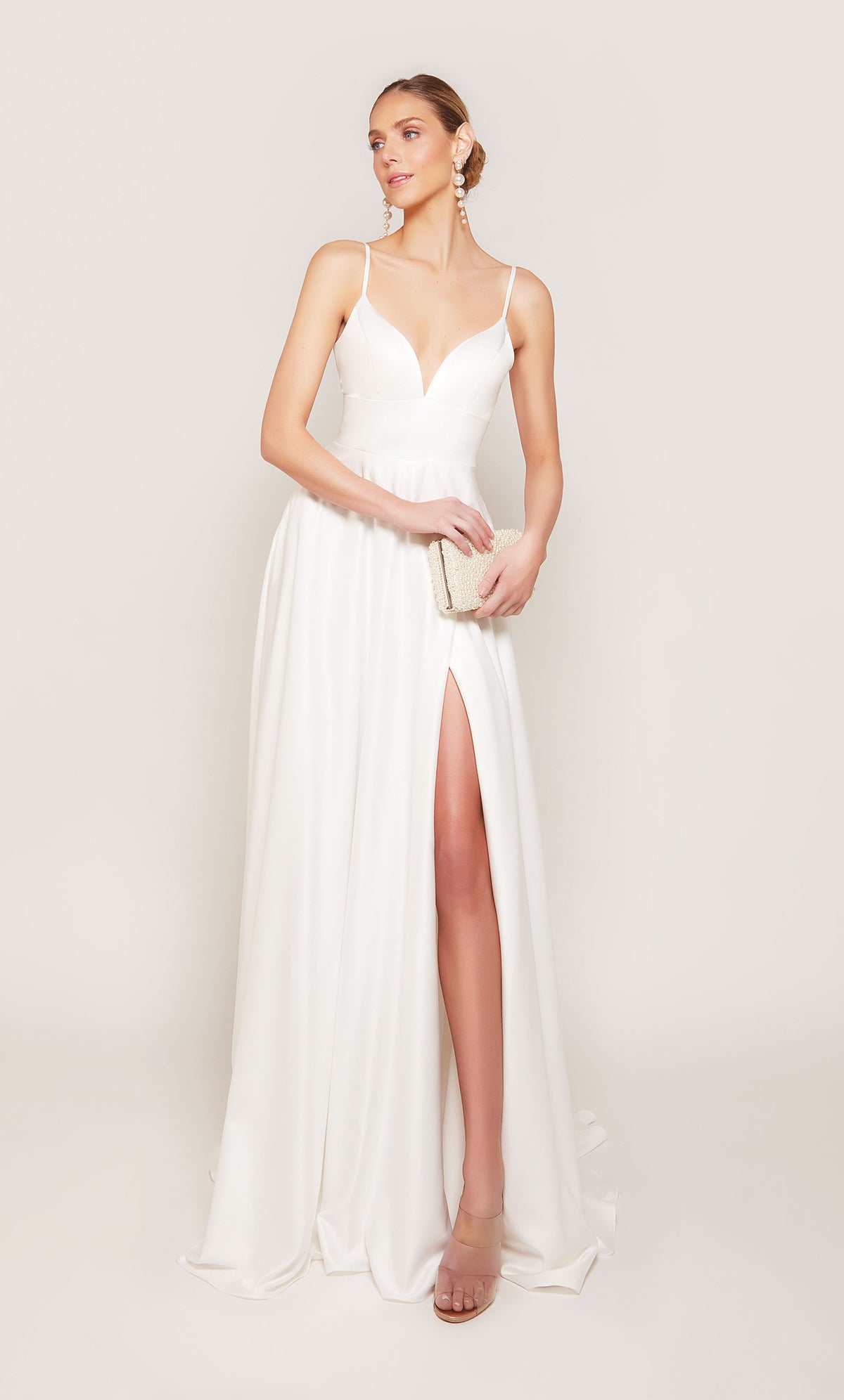 Alyce Paris 7095 Bridal V-Ausschnitt Slit Medium Fellness Kleid