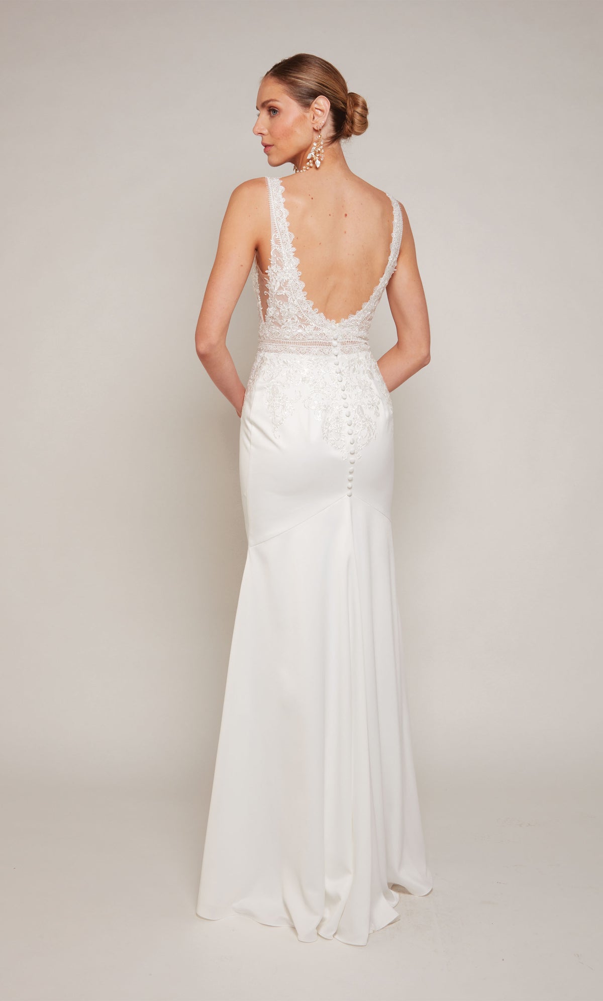 ALYCE Paris 7097 Bridal V-neck Embellished Straight Dress