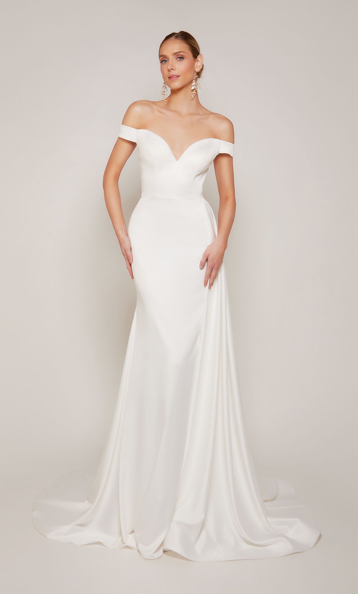 Alyce Paris 7098 Bridal Off the ombro Train Mermaid Dress