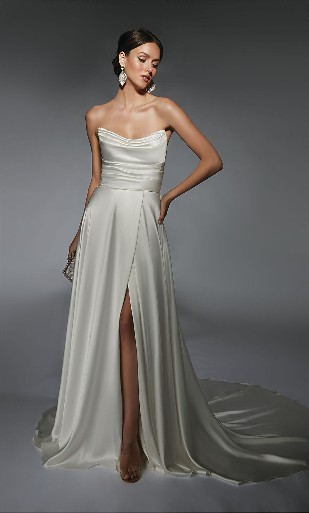 Alyce Paris 7107 Bridal Cowl Slit a Line Robe