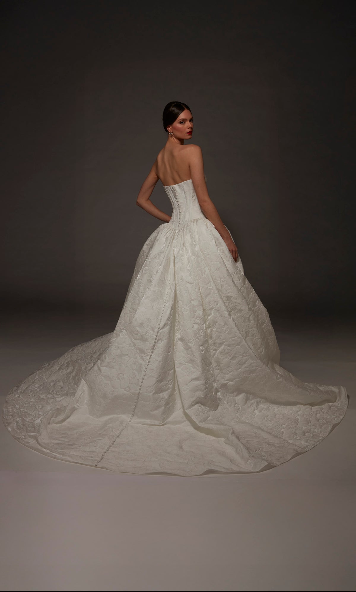 ALYCE Paris 7165 Bridal Cowl Neckline Buttons Ballgown Dress