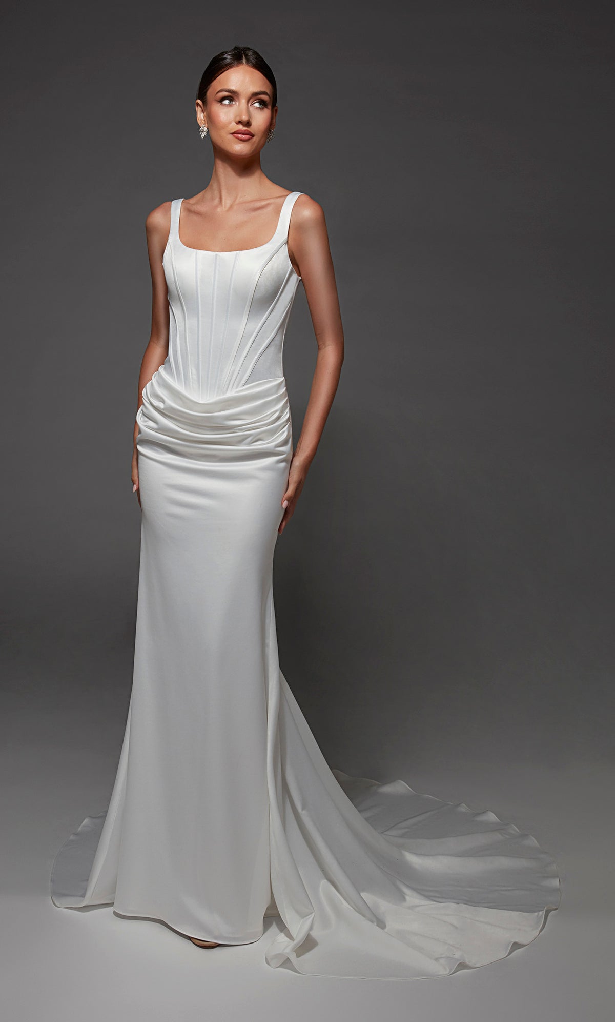 ALYCE Paris 7171 Bridal Scooped Neckline Corset Straight Dress