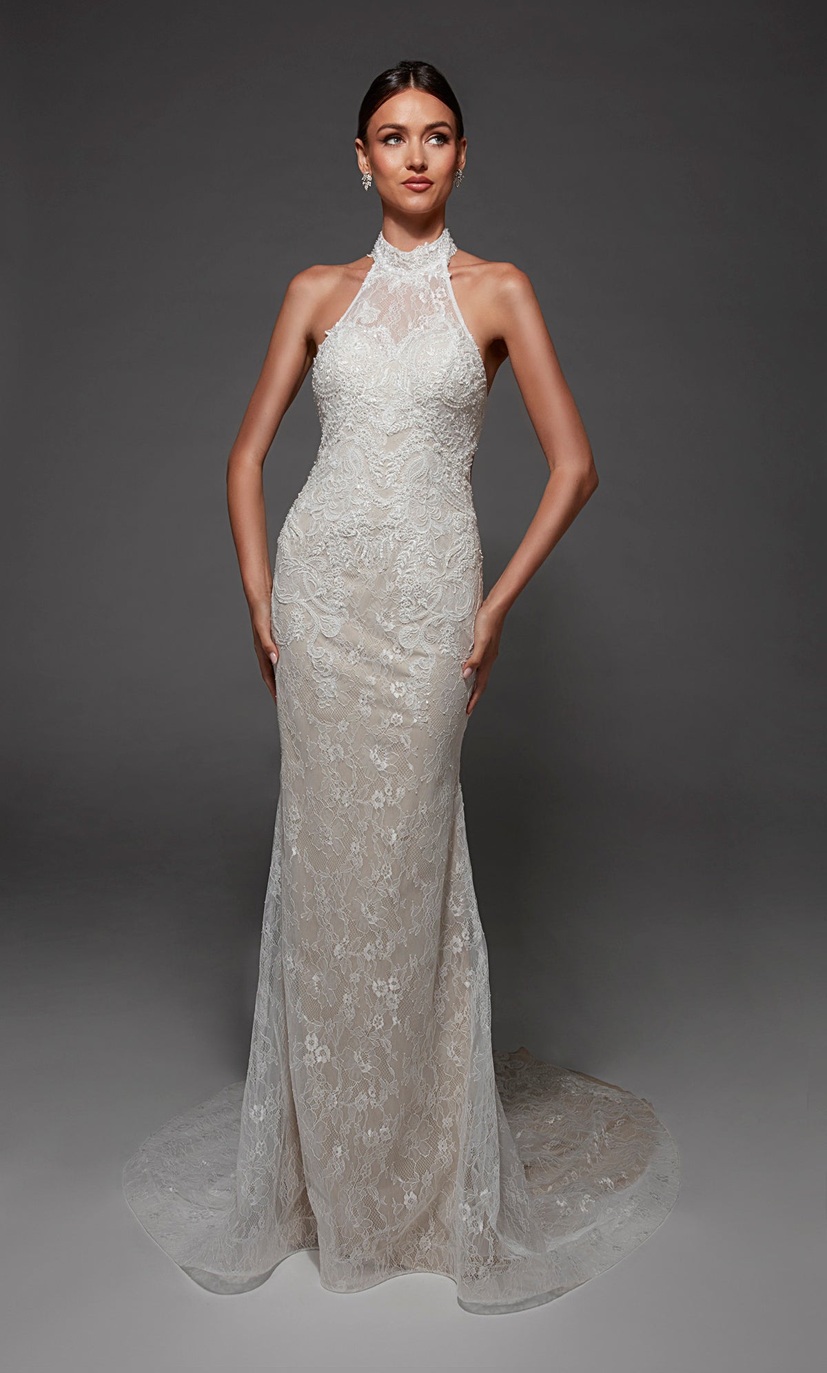 ALYCE Paris 7173 Bridal Halter Neckline Embellished Straight Dress