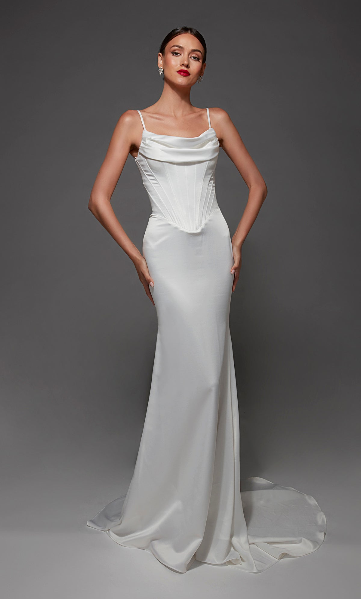ALYCE Paris 7175 Bridal Cowl Neckline Ruched/draped Straight Dress