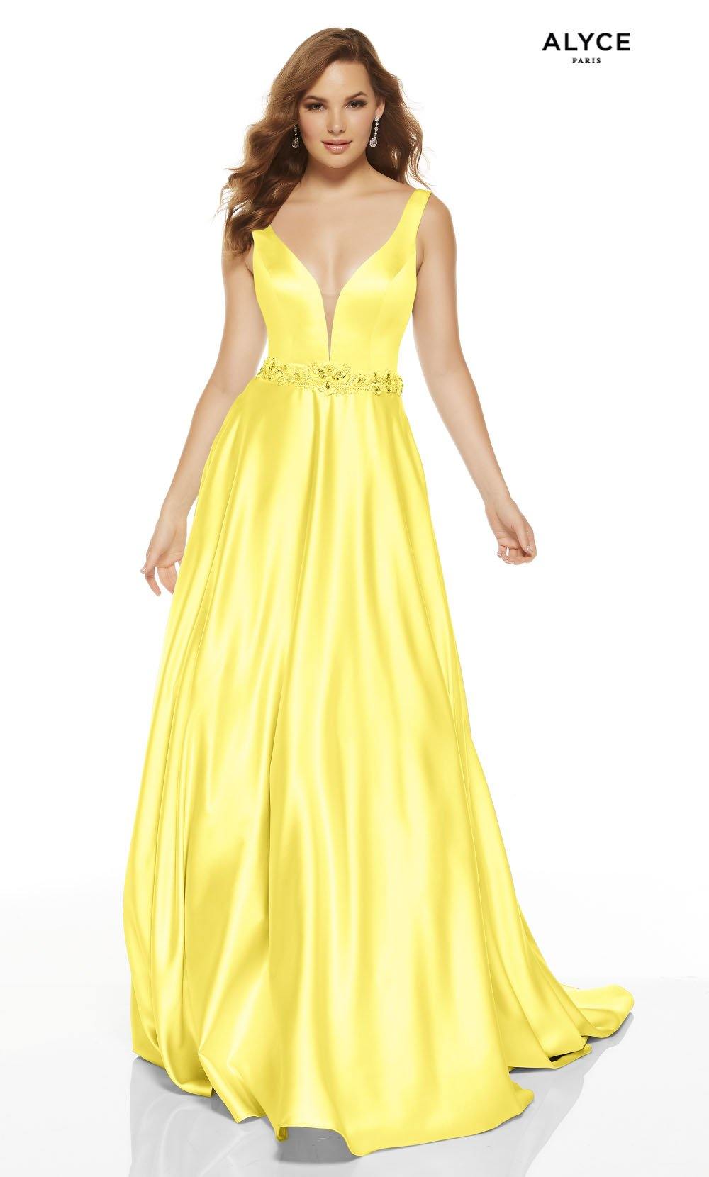 Formal Dress: 1422. Long, Plunging Neckline, A-Line Alyce Paris